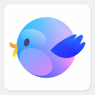 Pegatina Cuadrada Twitter, Twitter, Bird