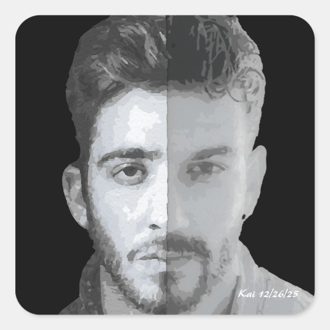 Pegatina Cuadrada Two Brothers Legend, Kraków, Poland Myth (Anverso)