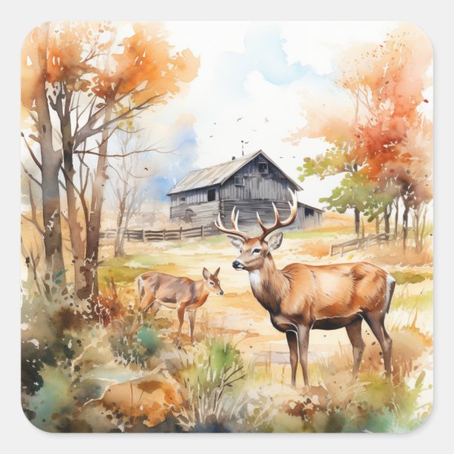 Pegatina Cuadrada Two Deer (Anverso)