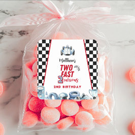 Pegatina Cuadrada Two Fast 2nd birthday Boy Racing Car 