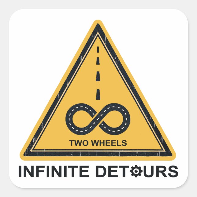 Pegatina Cuadrada Two Wheels Infinite Detours Cycling (Anverso)