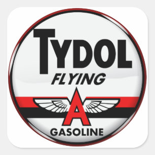 Pegatina Cuadrada Tydol Flying Gasoline signo versión Cristal