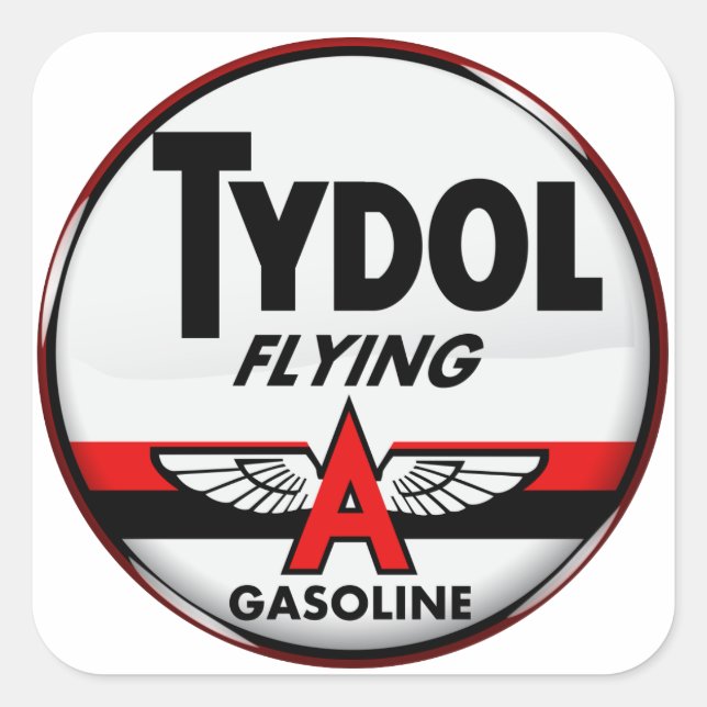 Pegatina Cuadrada Tydol Flying Gasoline signo versión Cristal (Anverso)