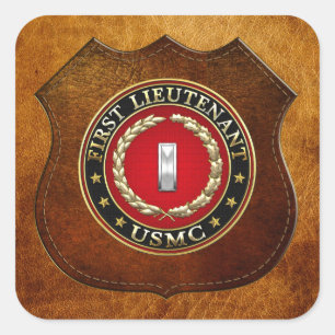 Pegatina Cuadrada U.S. Infantes de marina: Primer teniente (USMC
