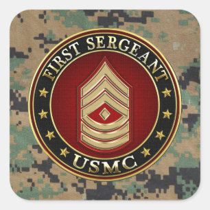 Pegatina Cuadrada U.S. Infantes de marina: Sargento (USMC 1stSgt)