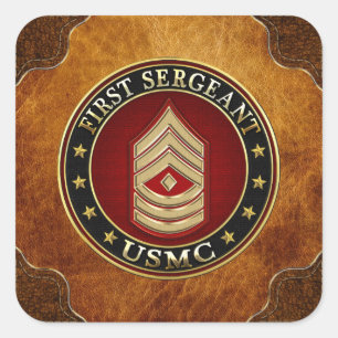 Pegatina Cuadrada U.S. Infantes de marina: Sargento (USMC 1stSgt)
