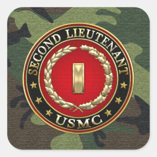 Pegatina Cuadrada U.S. Infantes de marina: Segundo teniente (USMC