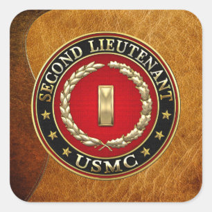 Pegatina Cuadrada U.S. Infantes de marina: Segundo teniente (USMC