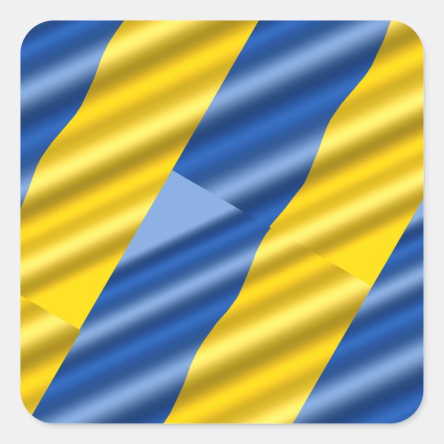 Pegatina Cuadrada Ucrania azul y amarilla inspiran paz no guerra (Anverso)