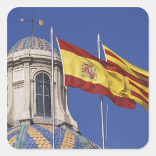 Pegatina Cuadrada UE, España, Cataluña, Palau de la Generalitat.
