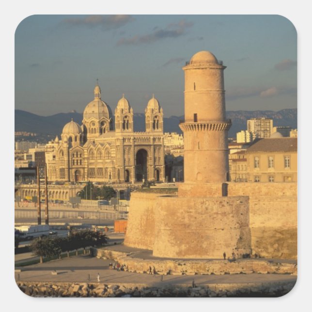 Pegatina Cuadrada UE, Francia, Provenza, Bouches-du-Rhone, (Anverso)