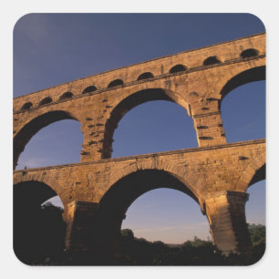 Pegatina Cuadrada UE, Francia, Provenza, Gard, Pont du Gard. 4