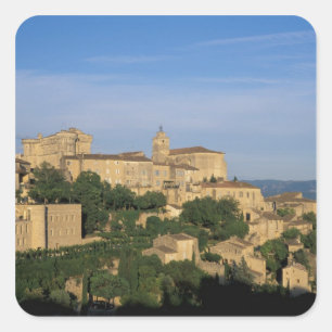 Pegatina Cuadrada UE, Francia, Provenza, Vaucluse, Gordes,