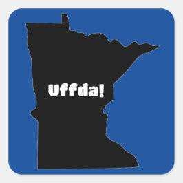 Pegatina Cuadrada Uffda Silueta de Minnesota – Humor del Medio Oest