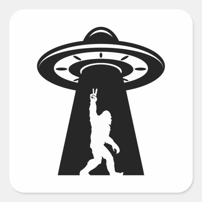 Pegatina Cuadrada UfO de pie grande (Anverso)