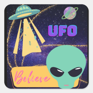Pegatina Cuadrada ufo, exæcree