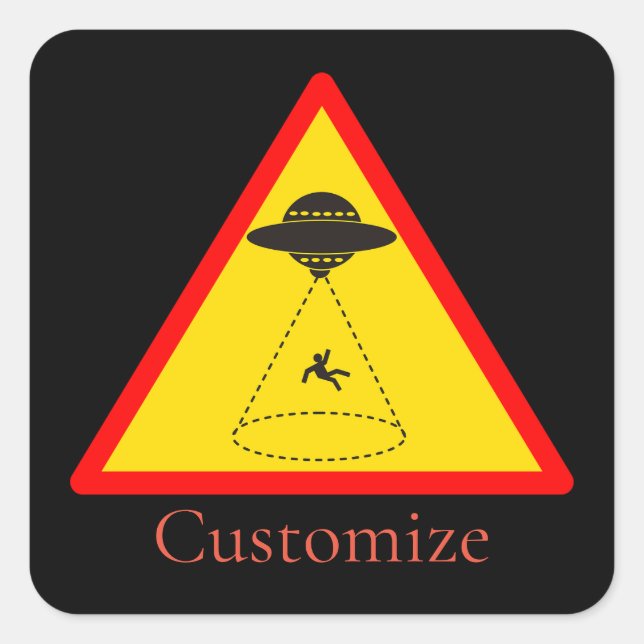 Pegatina Cuadrada UFO Thunder_Cove de secuestro de Alien (Anverso)