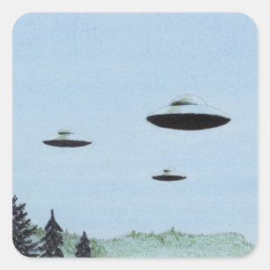 Pegatina Cuadrada UFO Trio