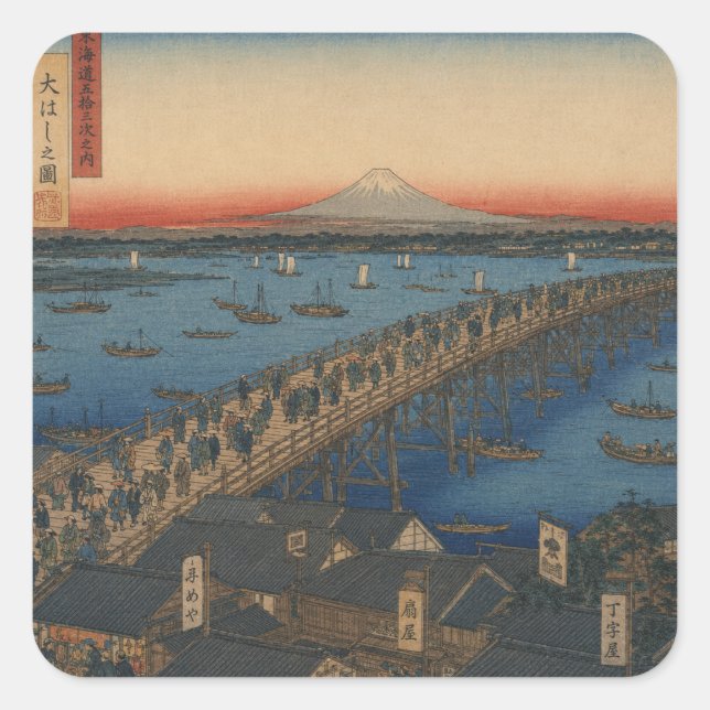 Pegatina Cuadrada ukiyoe (Anverso)