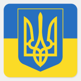Pegatina Cuadrada Ukrainian Coat of Arms. Trident. Truzyb. Sheet of