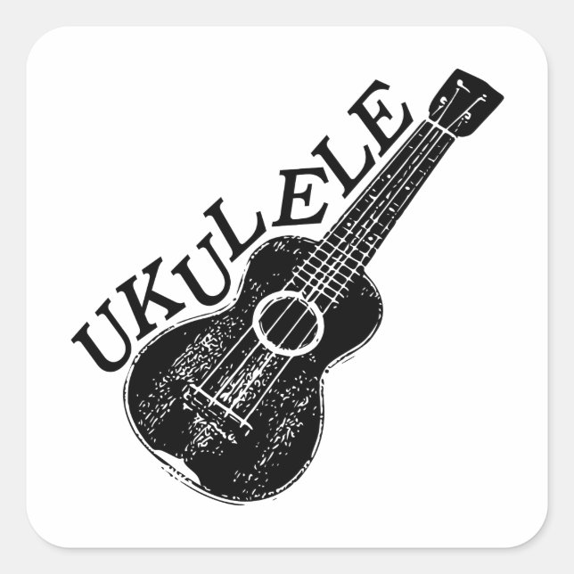 Pegatina Cuadrada Ukulele Mensajes De Texto E Imagen (Anverso)