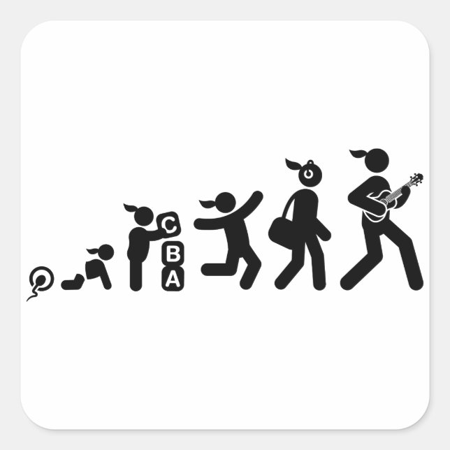 Pegatina Cuadrada Ukulele Player (Anverso)