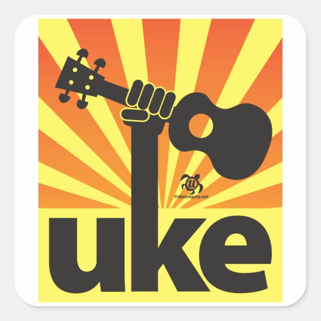 Pegatina Cuadrada Ukulele Power (Anverso)