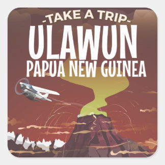 Pegatina Cuadrada Ulawun Papúa Nueva Guinea poster personalizado vin