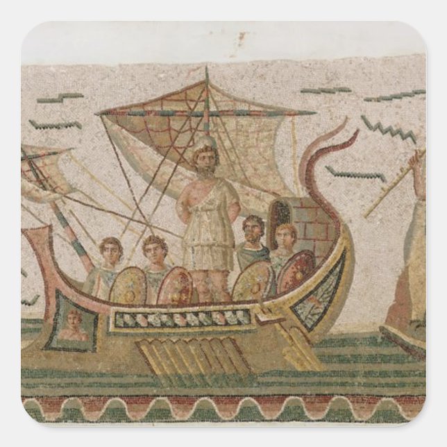 Pegatina Cuadrada Ulises y las sirenas (Anverso)