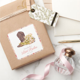 Pegatina Cuadrada Última Bachelorette Floral de Bota Rodeo