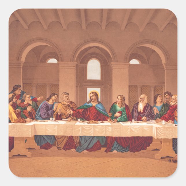 Pegatina Cuadrada Última Cena de Jesucristo (Anverso)