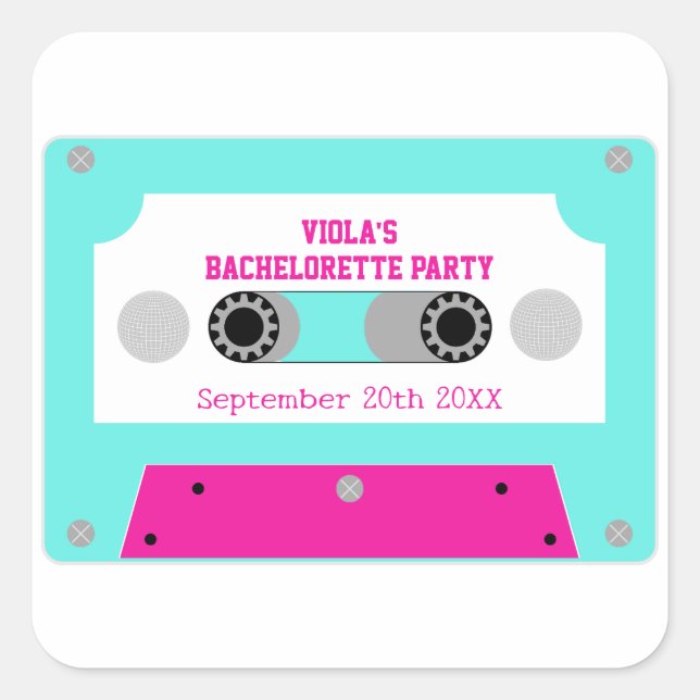 Pegatina Cuadrada Última disco Cassette Cinta Bachelorette Party (Anverso)