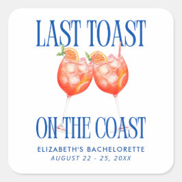 Pegatina Cuadrada Última tostada en la costa Aperol Spritz Bachelore