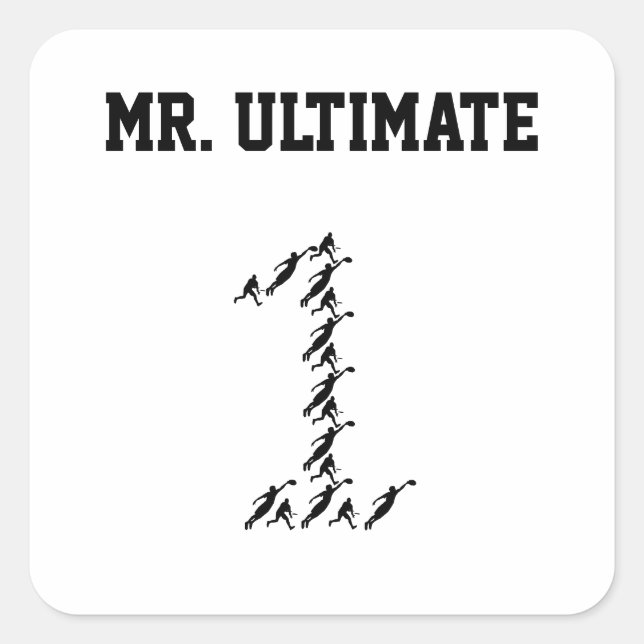 Pegatina Cuadrada Ultimate Frisbee Sr./Miss Ultimate (Anverso)