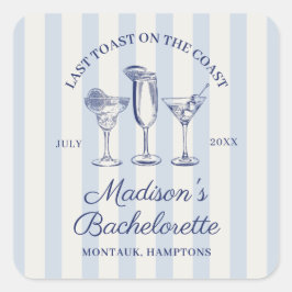 Pegatina Cuadrada Último Brindis en la Costa Azul Polvoriento Rayado