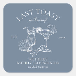Pegatina Cuadrada Último brindis en la costa Despedida de soltera