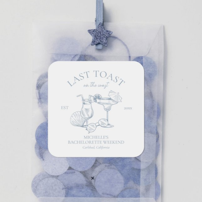 Pegatina Cuadrada Último brindis en la costa Despedida de soltera (Subido por el creador)