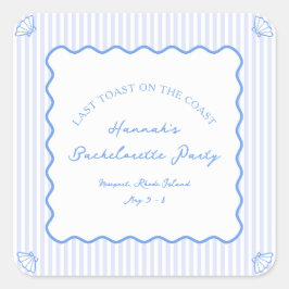 Pegatina Cuadrada Último brindis en la costa Fiesta de soltera azul