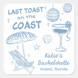 Pegatina Cuadrada Último brindis en la soltera dibujada a mano en la