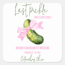 Pegatina Cuadrada Último Pepino Que Ella Jamás Hará Cosquillas Fiest