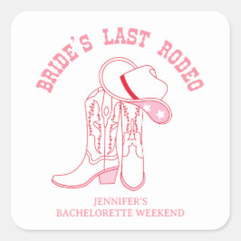 Pegatina Cuadrada último rodeo de la novia despedida de soltera fies