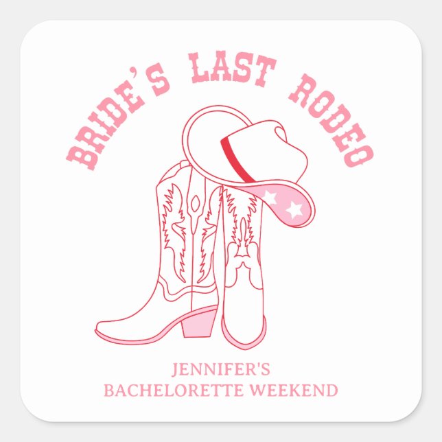 Pegatina Cuadrada último rodeo de la novia despedida de soltera fies (Anverso)