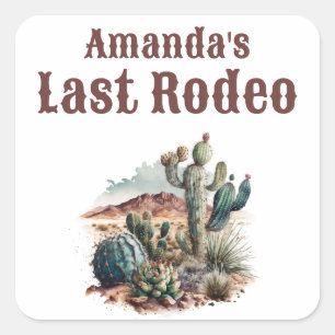Pegatina Cuadrada Último Rodeo Desert Scottsdale Bachelorette Weeken