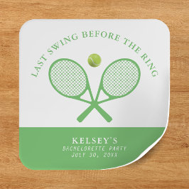 Pegatina Cuadrada Último swing de soltera de tenis antes del anillo