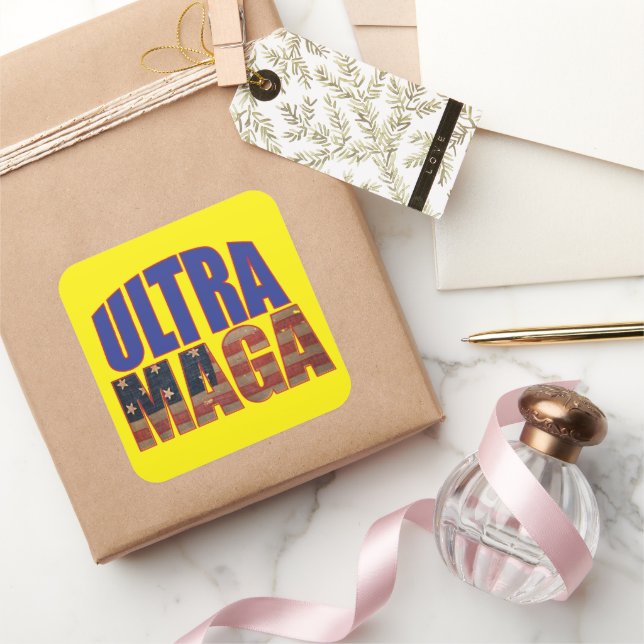 Pegatina Cuadrada Ultra MAGA Trump Supporter 💡 grande de nuevo EE.U (Regalar)