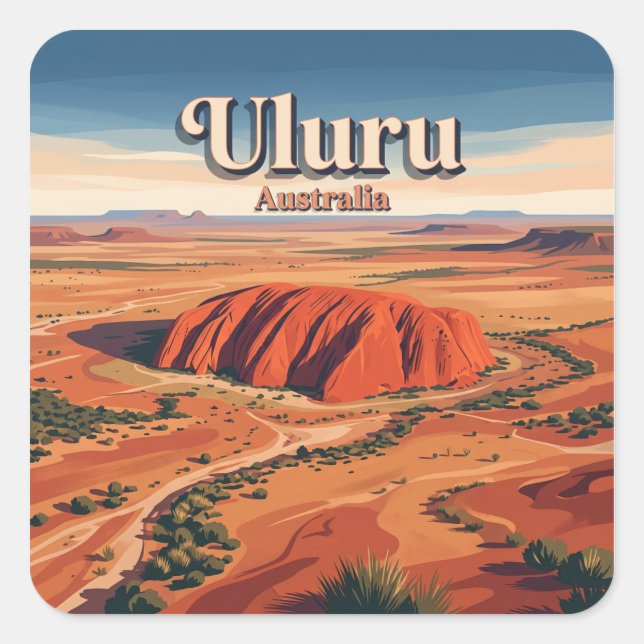 Pegatina Cuadrada Uluru Yulara Australia (Anverso)
