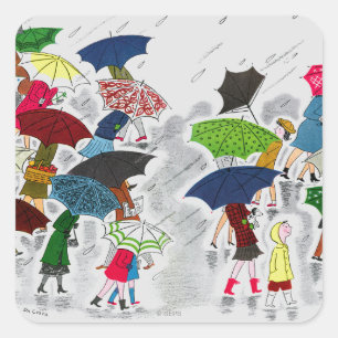 Pegatina Cuadrada Umbrellas