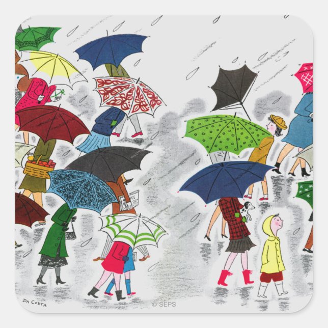 Pegatina Cuadrada Umbrellas (Anverso)
