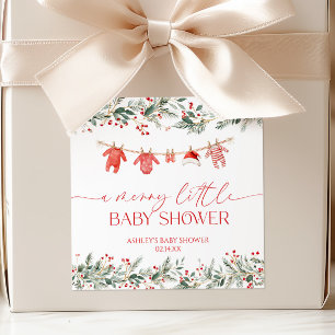 Pegatina Cuadrada Un Alegre Pequeño Baby Shower Navidad Baby Shower