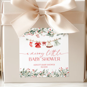 Pegatina Cuadrada Un Alegre Pequeño Baby Shower Navidad Baby Shower